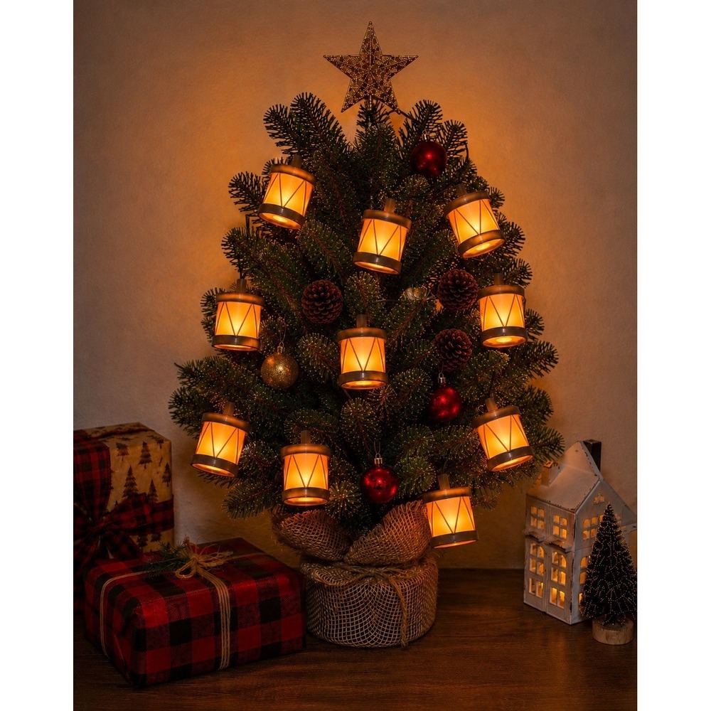 2 Sets-VTG Drum String Lights 20 Lantern Christmas Patio Tiki Luau Mid Century